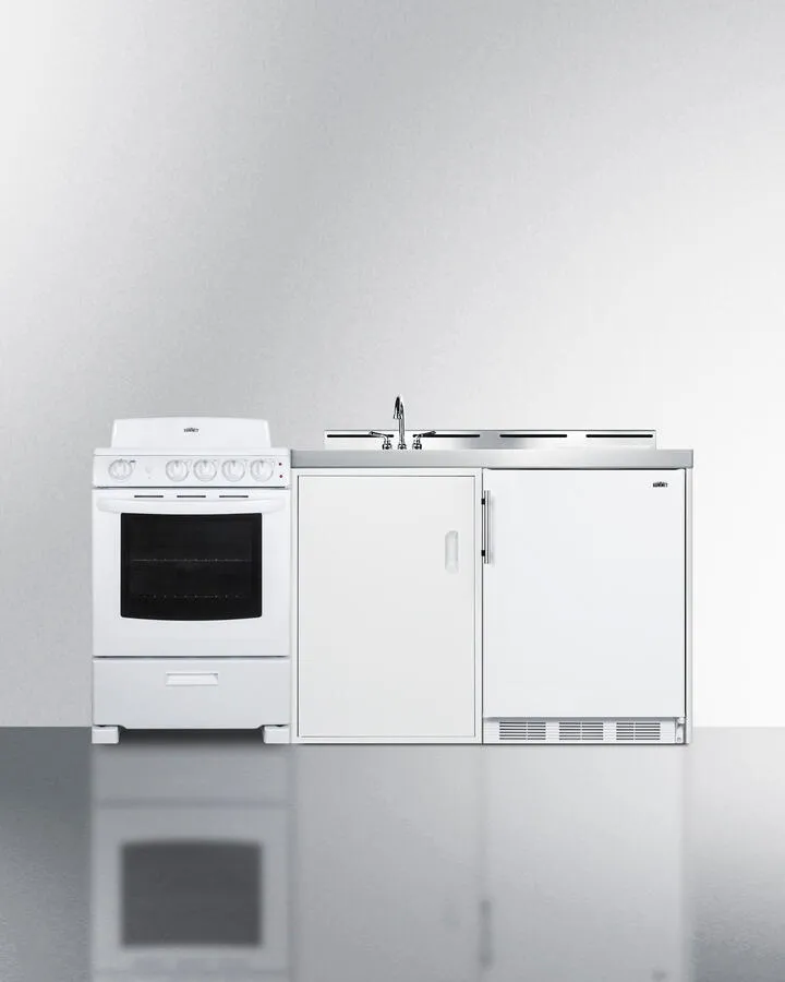 Summit ACK72COILW 72 Wide All-In-One Kitchenette With Electric Coil Range