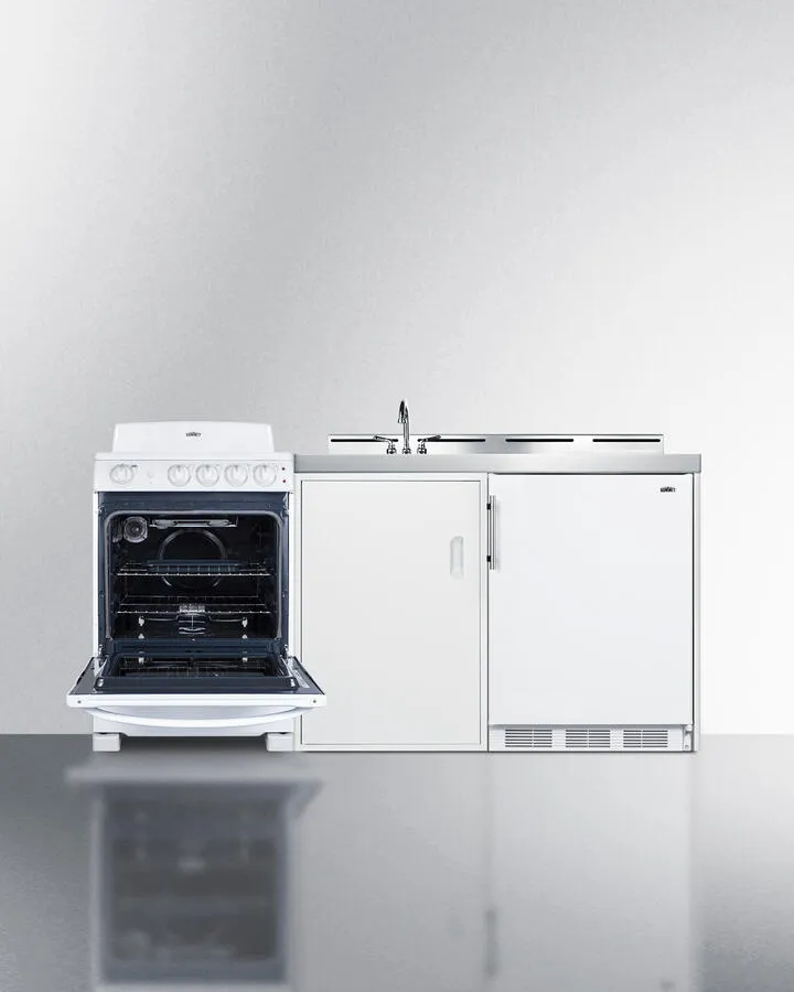 Summit ACK72COILW 72 Wide All-In-One Kitchenette With Electric Coil Range