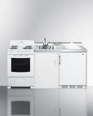 Summit ACK72COILW 72 Wide All-In-One Kitchenette With Electric Coil Range