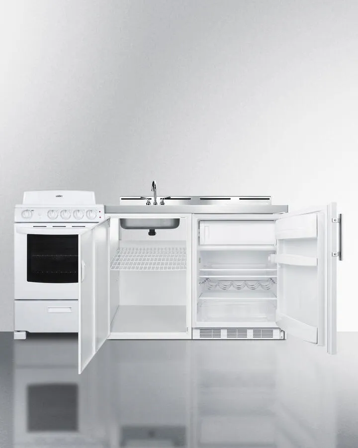 Summit ACK72COILW 72 Wide All-In-One Kitchenette With Electric Coil Range