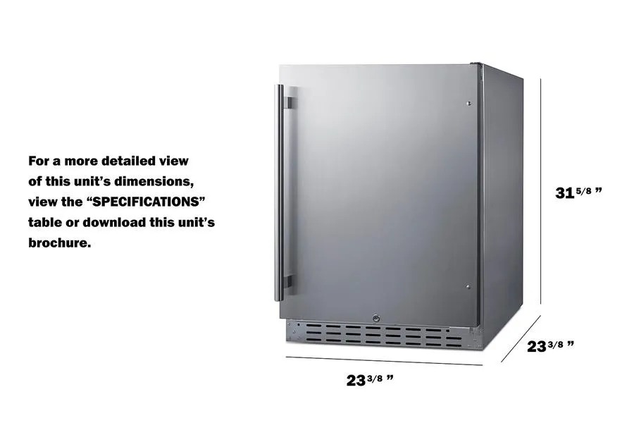 Summit AL55OSCSS 24 Built-In Outdoor Refrigerator. Ada Compliant