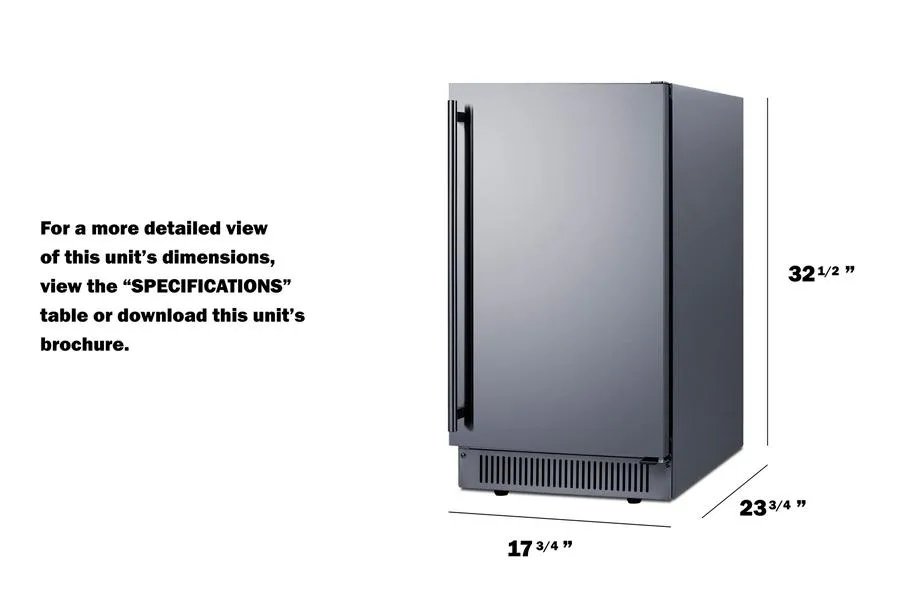 Summit BIM182OSADA 18 Wide Outdoor Clear Icemaker. Ada Compliant
