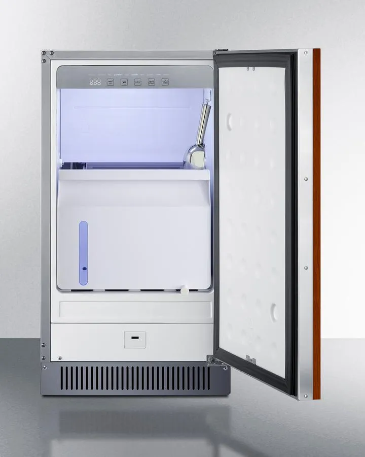 Summit BIM182OSADAIFLHD 18 Wide Clear Outdoor Icemaker. Ada Compliant (Panel Not Included)