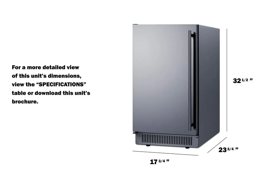 Summit BIM182OSADALHD 18 Wide Outdoor Clear Icemaker. Ada Compliant