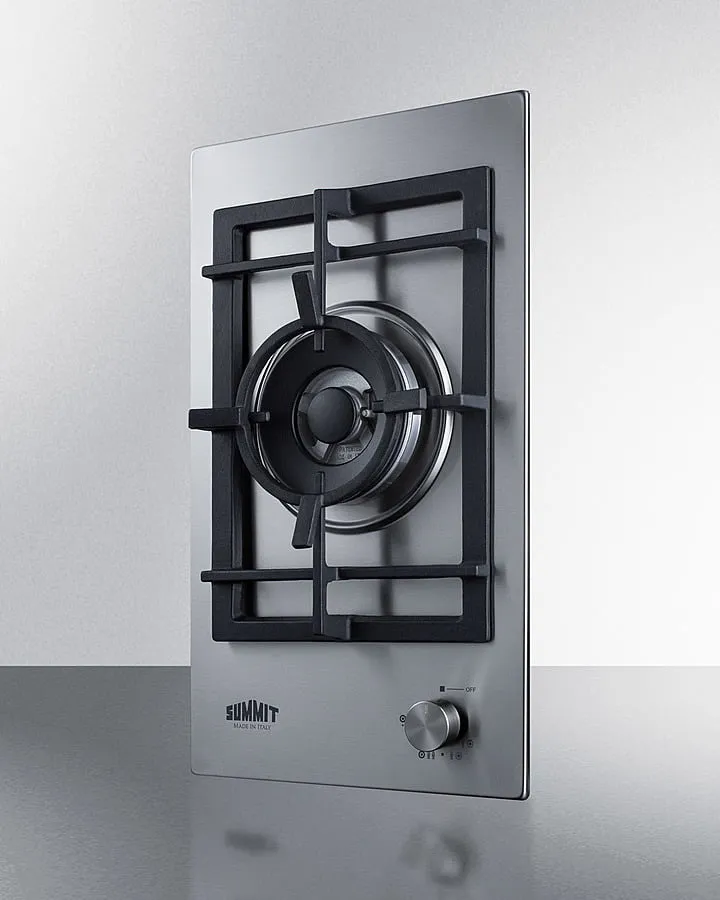 Summit GCJ1SS 12 Wide 1-Burner Gas Cooktop In Stainless Steel