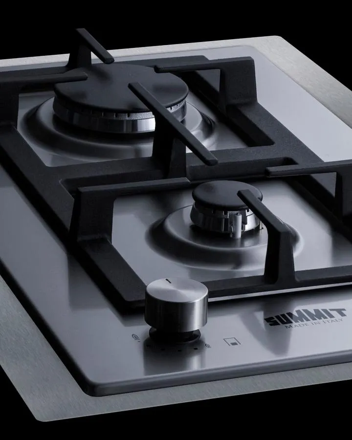 Summit GCJ2SSLPTK15 15 Wide 2-Burner Propane Gas Cooktop In Stainless Steel