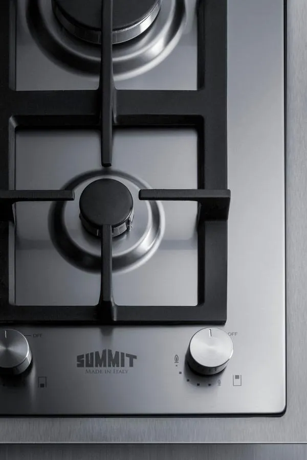 Summit GCJ2SSLPTK15 15 Wide 2-Burner Propane Gas Cooktop In Stainless Steel