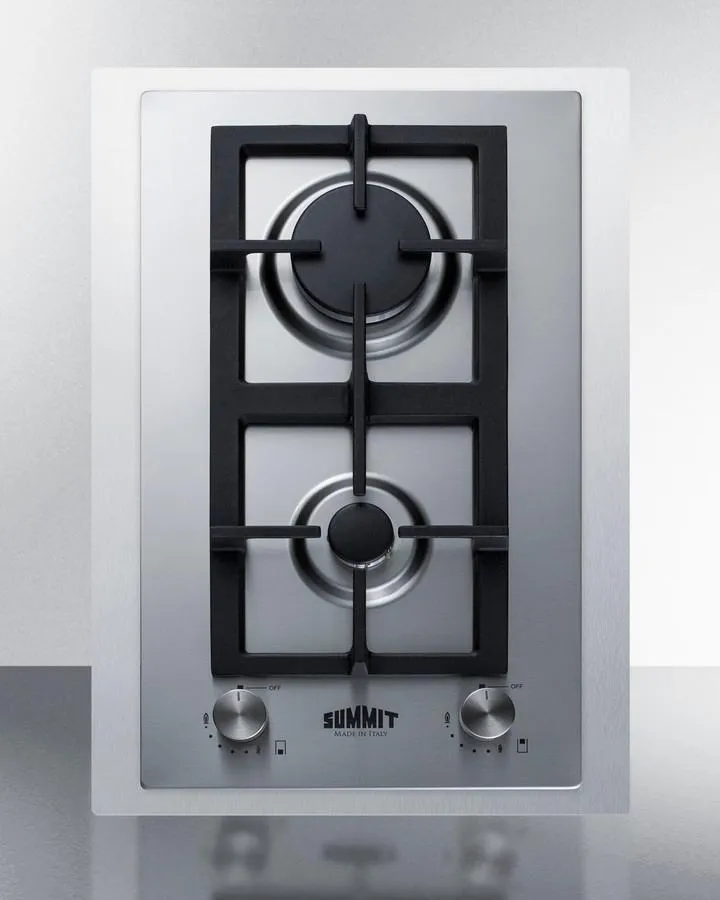 Summit GCJ2SSLPTK15 15 Wide 2-Burner Propane Gas Cooktop In Stainless Steel