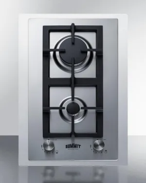 Summit GCJ2SSLPTK15 15 Wide 2-Burner Propane Gas Cooktop In Stainless Steel