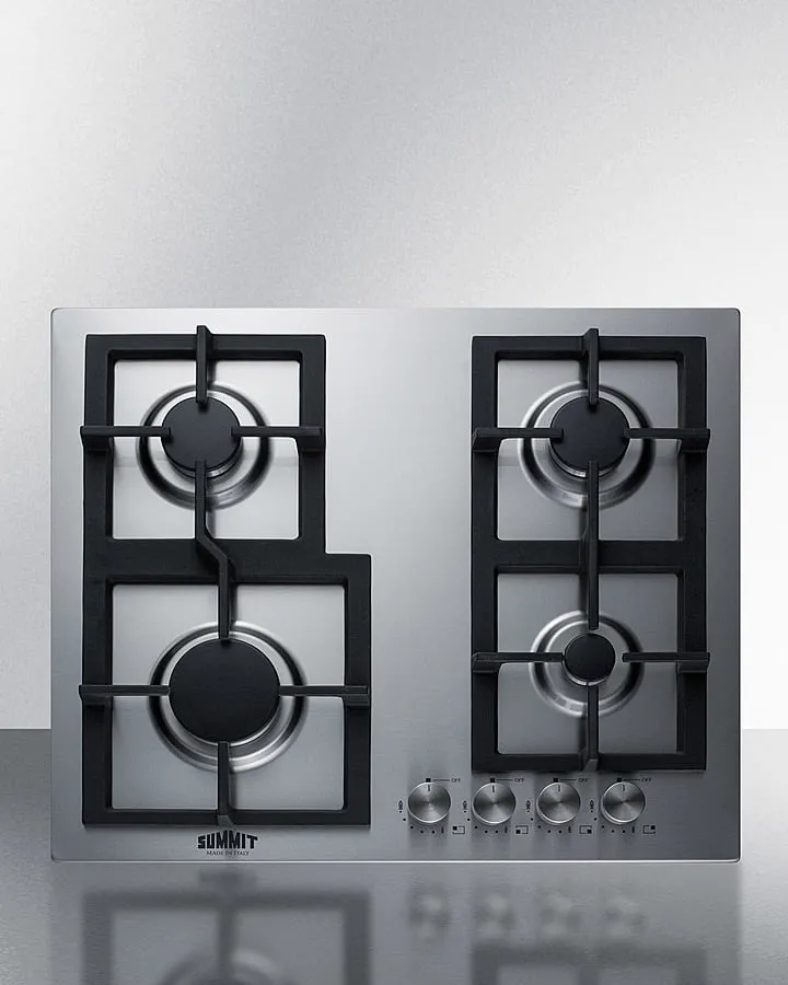 Summit GCJ4SS 24 Wide 4-Burner Gas Cooktop In Stainless Steel