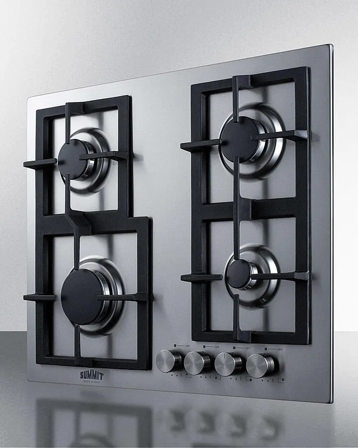 Summit GCJ4SS 24 Wide 4-Burner Gas Cooktop In Stainless Steel