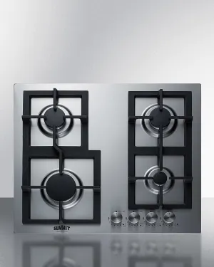Summit GCJ4SS 24 Wide 4-Burner Gas Cooktop In Stainless Steel