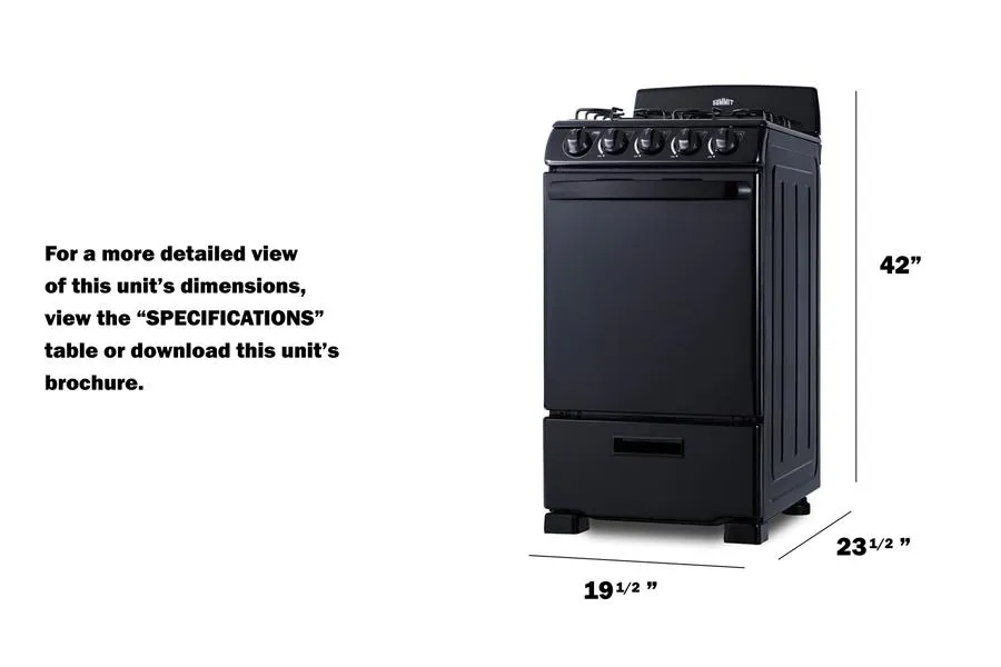 Summit RG201B 20 Wide Gas Range