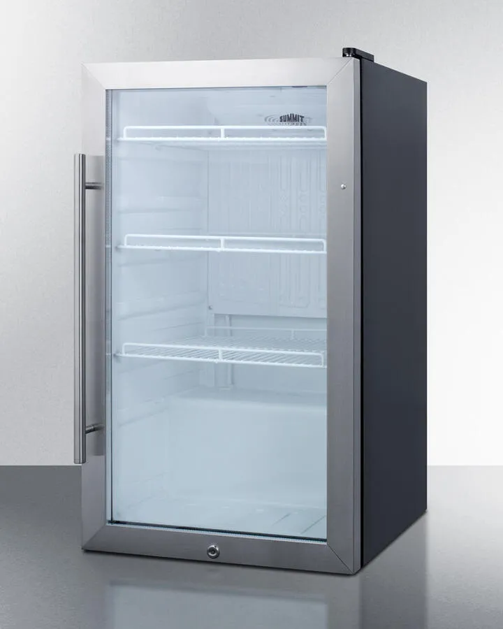 Summit SCR489OS Commercially Approved Outdoor Beverage Cooler For The Display And Refrigeration Of Beverages And Sealed Food. Freestanding Use With Glass Door And Black Cabinet
