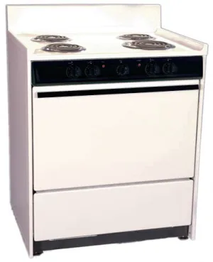 Summit SEM210C Bisque 220V Electric Range In 30 Width With Storage Compartment