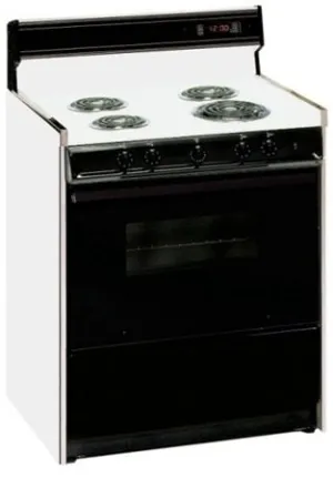 Summit SEM230CDK Deluxe Bisque 220V Electric Range In 30 Width With Digital Clock/Timer. Black See-Through Glass Oven Door And Light