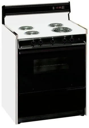 Summit SEM230CDK Deluxe Bisque 220V Electric Range In 30 Width With Digital Clock/Timer. Black See-Through Glass Oven Door And Light