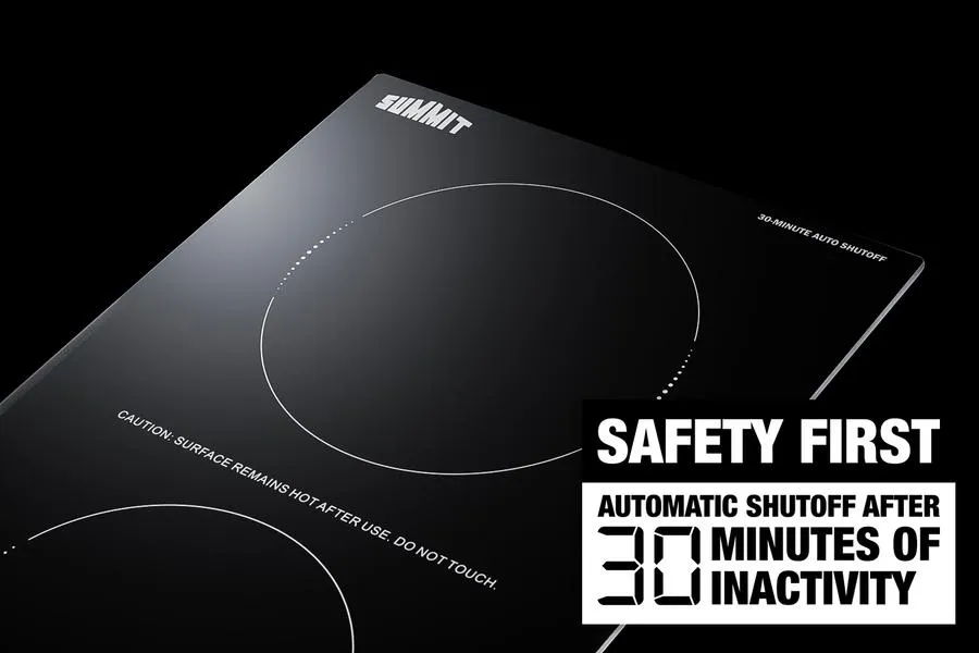 Summit SINCH230V2B 12 Wide 208-240V 2-Zone Induction Cooktop Induction Cooktop With Safety Shutoff