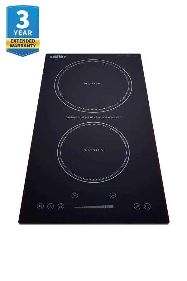 Summit SINCH230V2B 12 Wide 208-240V 2-Zone Induction Cooktop Induction Cooktop With Safety Shutoff