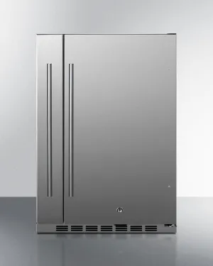 Summit SPR196OS24 Shallow Depth 24 Wide Outdoor Built-In All-Refrigerator With Slide-Out Storage Compartment