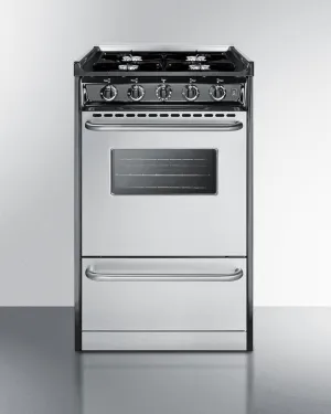 Summit TNM1107BRW 20 Wide Gas Range. Open Burners