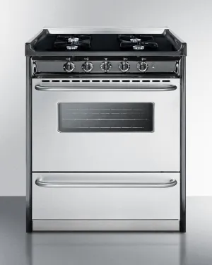 Summit TNM2107BRW 30 Wide Gas Range. Open Burners
