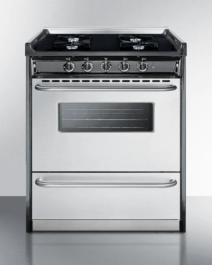 Summit TNM2107BRW 30 Wide Gas Range. Open Burners