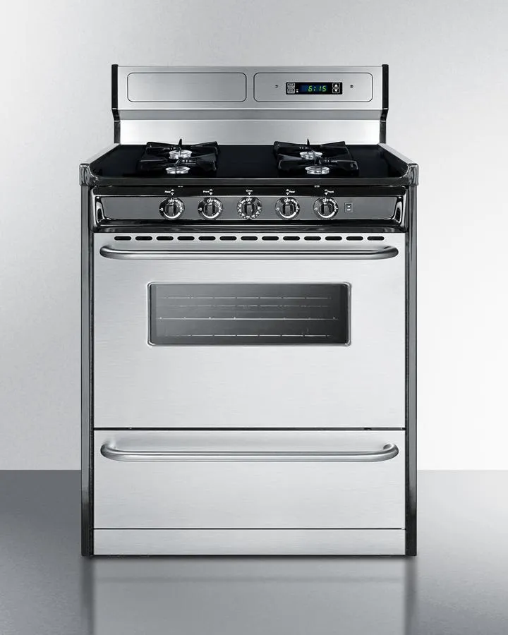 Summit TNM2307BKW 30 Wide Gas Range. Open Burners