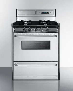 Summit TNM2307BKW 30 Wide Gas Range. Open Burners