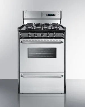 Summit TTM6307BKSW 24 Wide Gas Range. Sealed Burners
