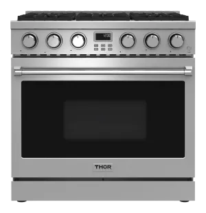 Thor Kitchen ARG36LP Thor Kitchen 36-Inch Contemporary Professional Gas Range - Arg36Lp