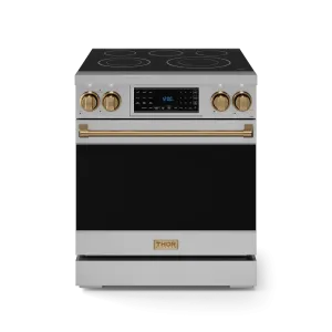 Thor Kitchen RSE30BRZ 30 Inch Professional Electric Range With Tilt Panel Touch Control In Stainless Steel/Bronze Gordon Ramsay Series - Rse30-Brz