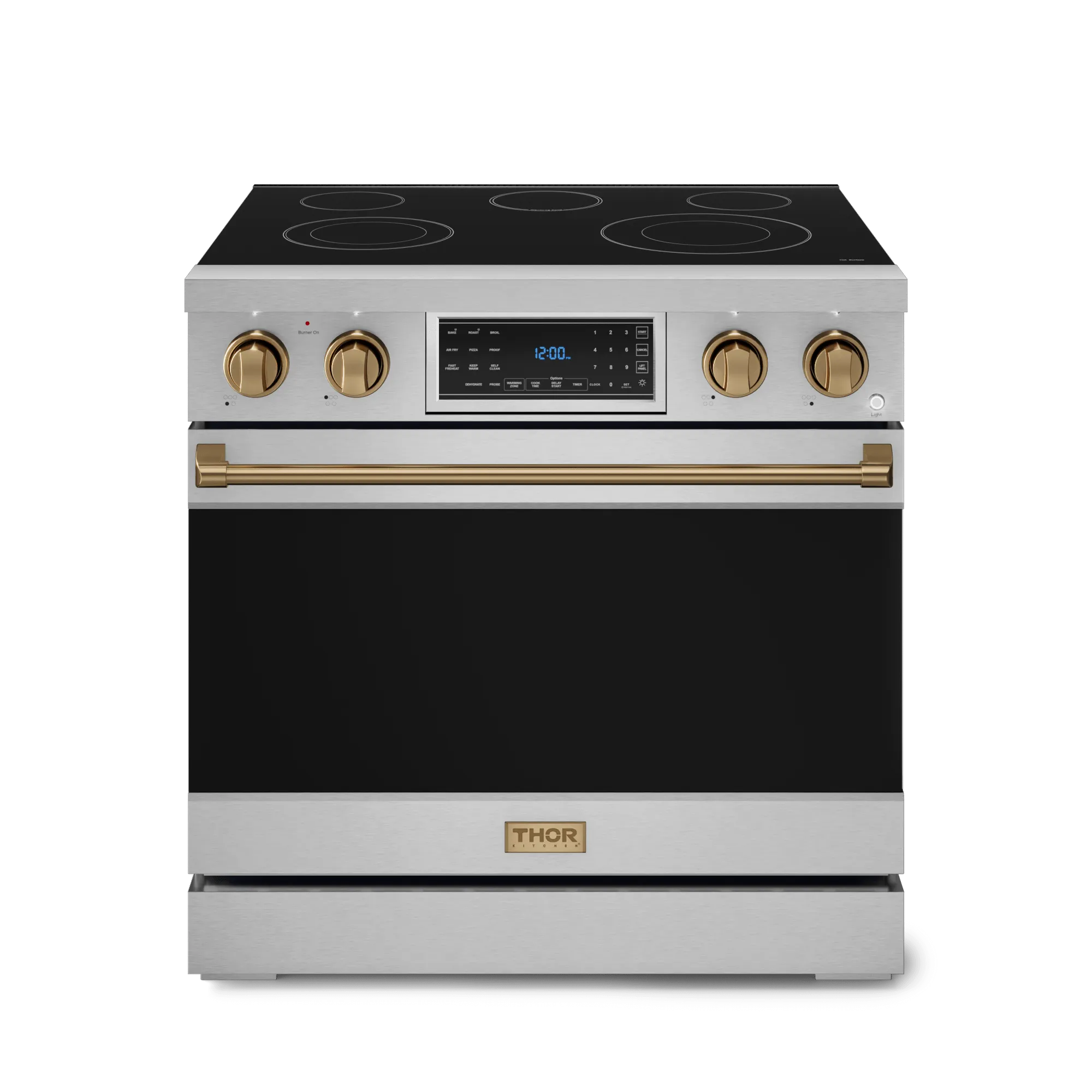 Thor Kitchen RSE36BRZ 36 Inch Professional Electric Range With Tilt Panel Touch Control In Stainless Steel/Bronze Gordon Ramsay Series - Rse36-Brz