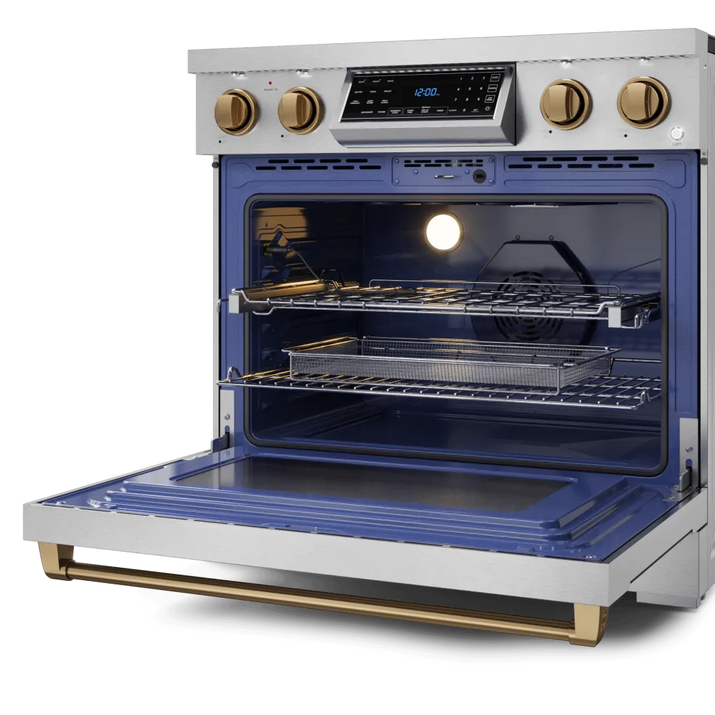 Thor Kitchen RSE36BRZ 36 Inch Professional Electric Range With Tilt Panel Touch Control In Stainless Steel/Bronze Gordon Ramsay Series - Rse36-Brz
