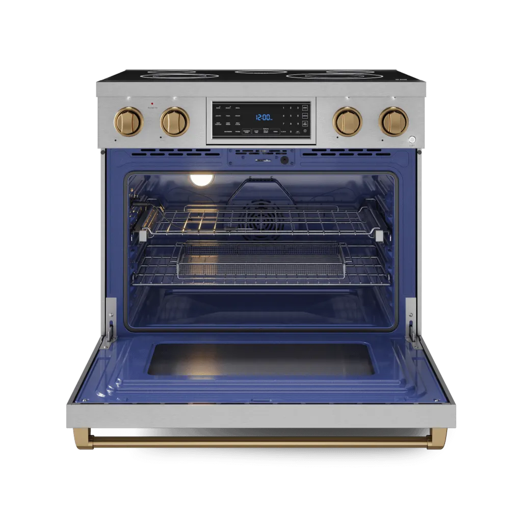 Thor Kitchen RSE36BRZ 36 Inch Professional Electric Range With Tilt Panel Touch Control In Stainless Steel/Bronze Gordon Ramsay Series - Rse36-Brz