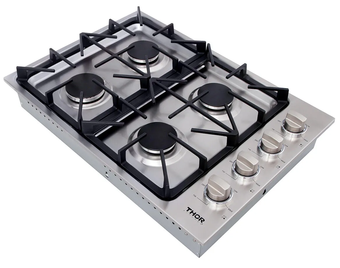 Thor Kitchen TGC3001 30 Inch Professional Drop-In Gas Cooktop With Four Burners In Stainless Steel
