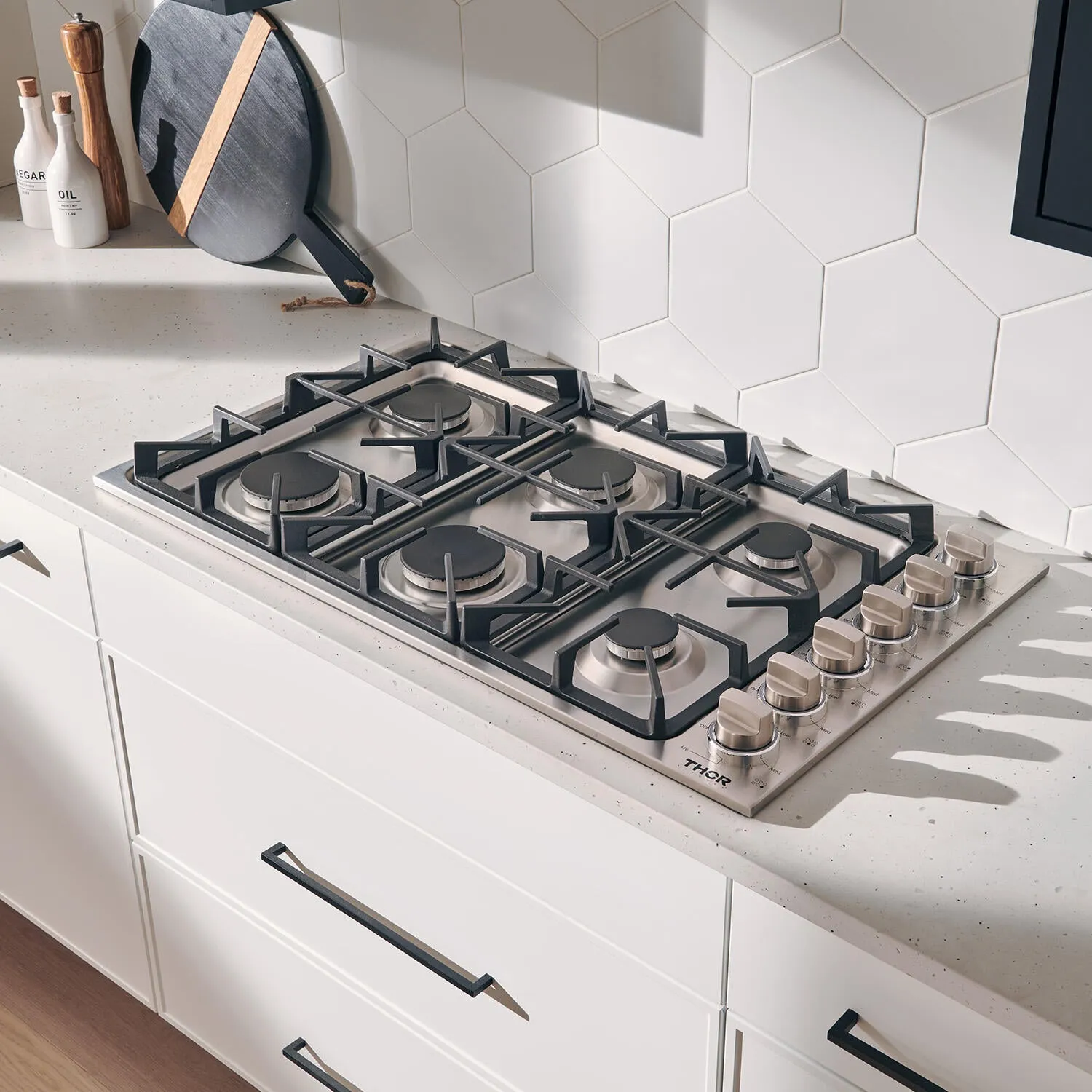 Thor Kitchen TGC3601 36 Inch Professional Drop-In Gas Cooktop With Six Burners In Stainless Steel