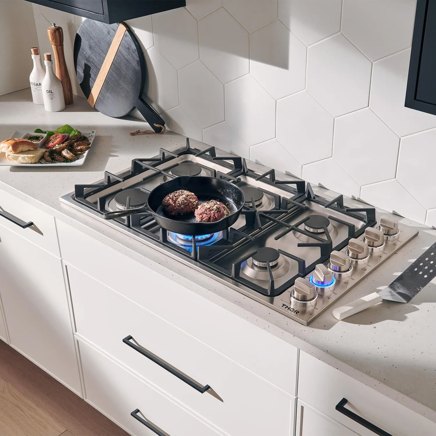 Thor Kitchen TGC3601 36 Inch Professional Drop-In Gas Cooktop With Six Burners In Stainless Steel