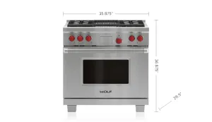 Wolf DF36450CSP 36 Dual Fuel Range - 4 Burners And Infrared Charbroiler