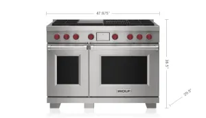 Wolf DF48450CGSP 48 Dual Fuel Range - 4 Burners. Infrared Charbroiler And Infrared Griddle