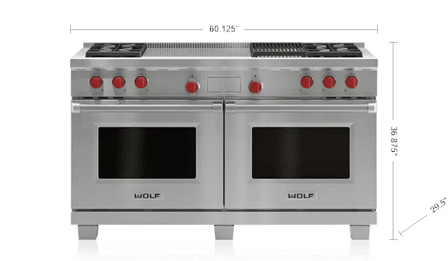 Wolf DF604CF 60 Dual Fuel Range - 4 Burners. Infrared Charbroiler And French Top