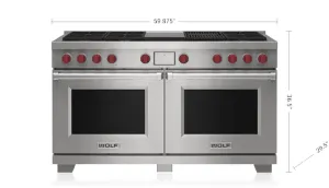 Wolf DF60650CGSP 60 Dual Fuel Range - 6 Burners. Infrared Charbroiler And Infrared Griddle